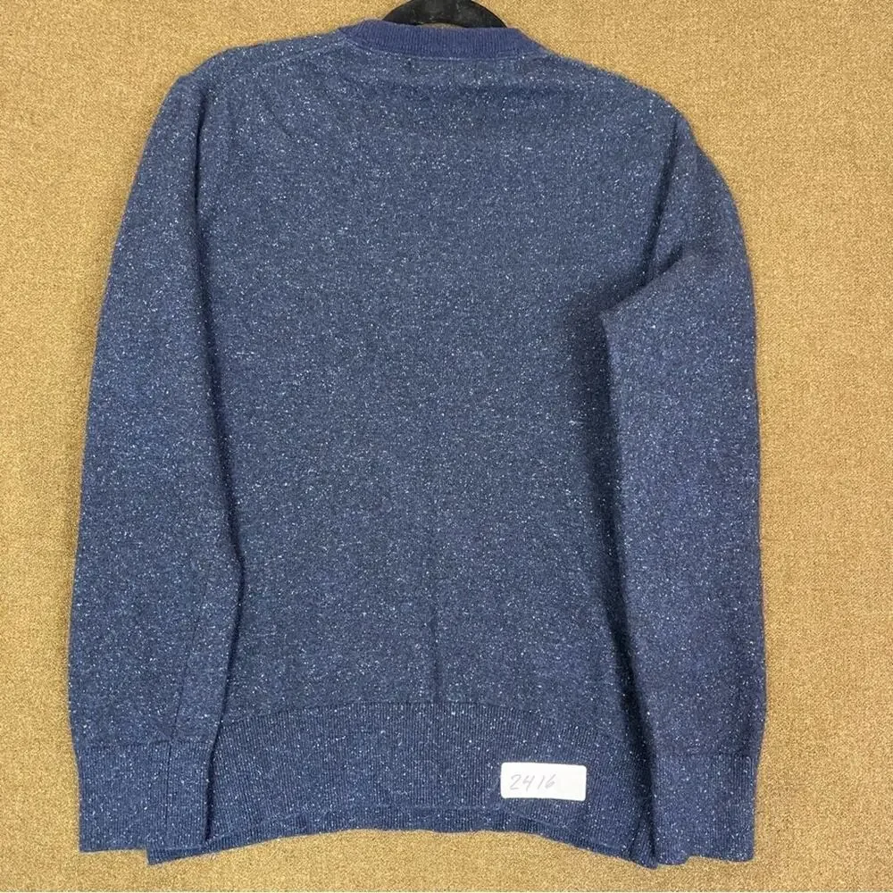Banana Republic Sweater Mens Medium Blue Tweed Wool Silk Crew Neck Speckled